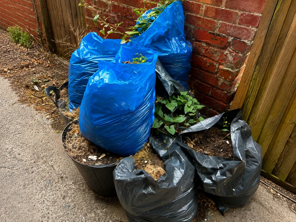 Bags of garden waste and cuttings collected Garden waste removal Liverpool by Swift House and Waste Removals