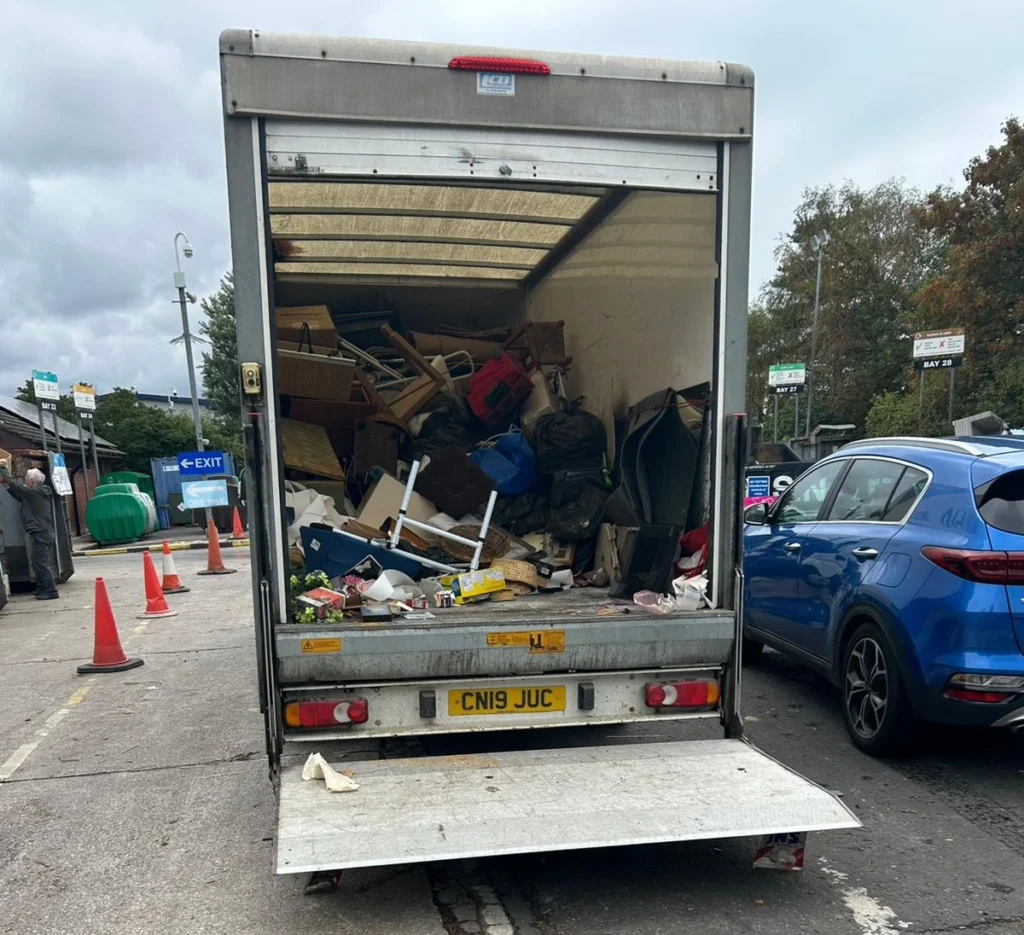 Loaded removal van during a house move in Liverpool, Swift House and Waste Removals